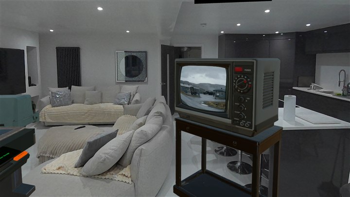 Period television placed in a real living room