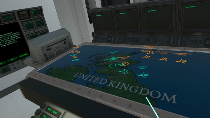 United Kingdom tactical map and aircraft contacts on the Mixed Reality command table