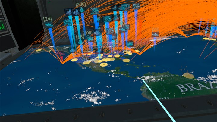 Multiple missile trajectories and strike locations across North America